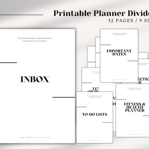 Planejador para impressão, conjunto de painel, separadores de planejador em 9 tamanhos, 32 páginas, capas, inserções de planejador, separadores digitais, guia de planejador