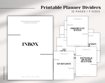 PRINTABLE Planner, Dashboard Set, Planner dividers in 9 sizes, 32 pages, Cover Pages, Planner Inserts, Digital Dividers, planner tab