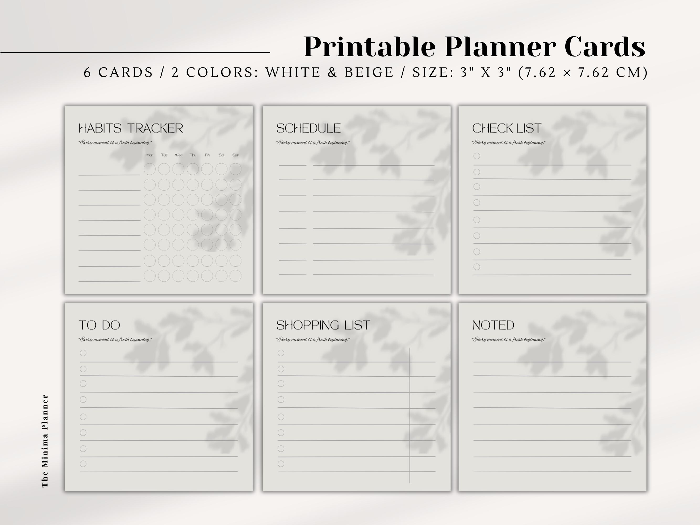 Printable Planner Cards | Planner Cards | Journal Cards | Stationary ...