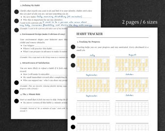 Habit Tracker & Builder, Printable Goal Planner (Atomic Habits Worksheet)