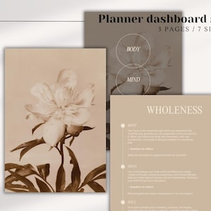 Printable Planner Dashboard, Aesthetic Dashboards, Minimal Planner Dashboard, Self Care Dashboard, A5 Dashboard, Printable Planner Inserts