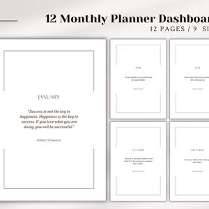 MONTHLY PRINTABLE Dashboard, Printable Planner, Planner Inserts in 9 sizes with crop marks, Monthly Dividers, Minimal Planner, Cover Pages