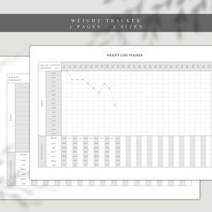 Afdrukbare gewichttracker, sjabloon gewichtslogboek, gewichtsverliesplanner, gewichtsregistratieblad, pdf direct downloaden, gewichtsvoortgang, metingen