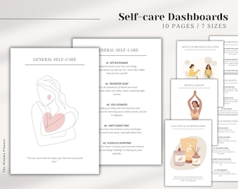 Self-Care Planner Inserts: Wellness Dashboard, Habit Tracker (Printable PDF)