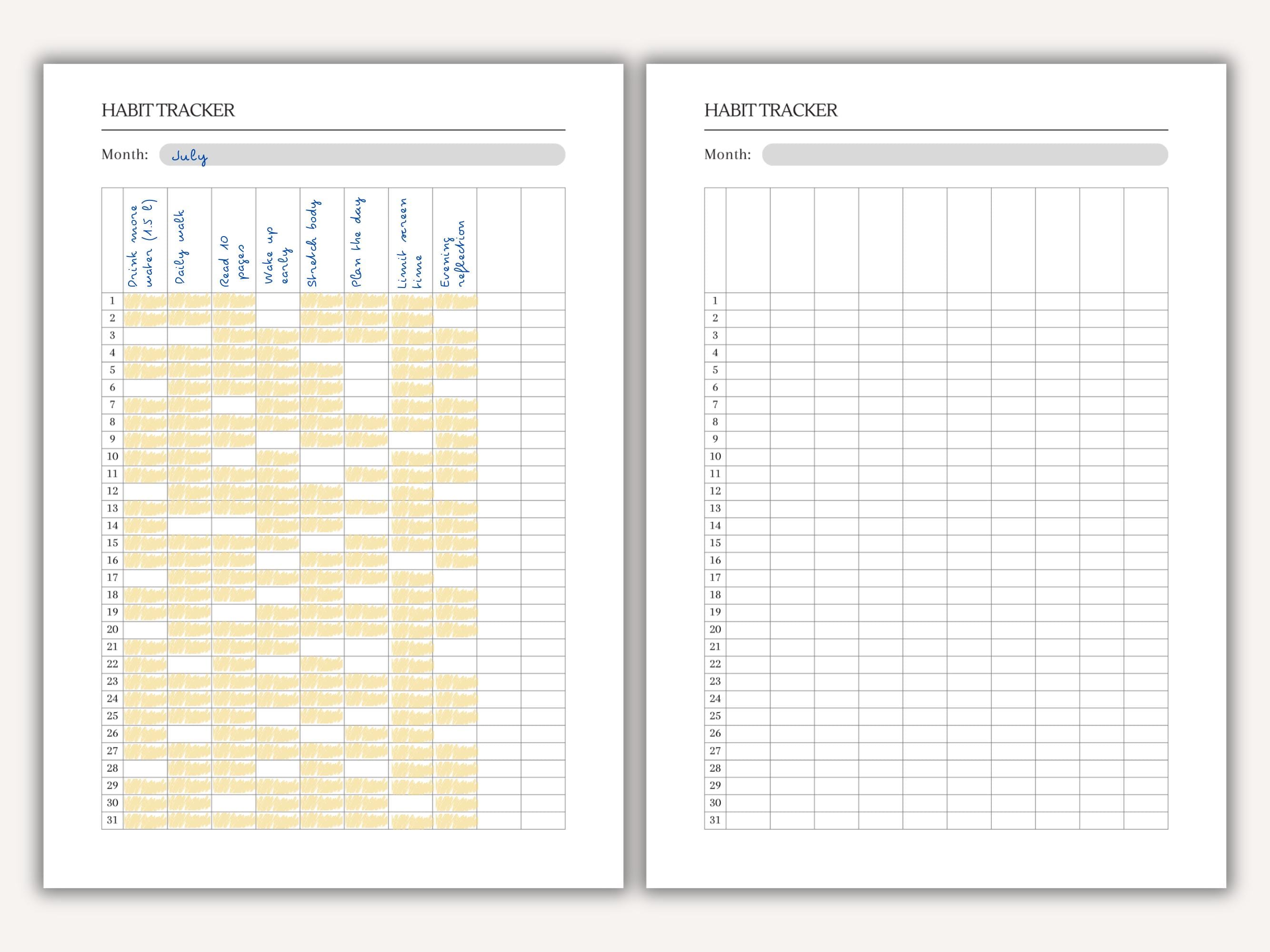 Printable Monthly Habit Tracker: Minimalist Routine Planner (digital ...