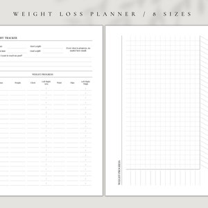 Printable Weight Tracker, Weight Log Template, Weight Loss Planner, Weight Record Sheet, Instant Download PDF, Weight Progress, Measurements