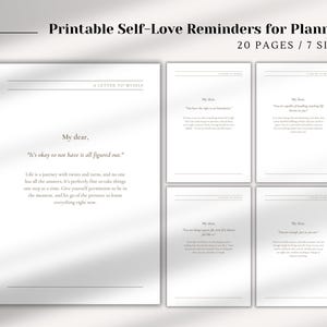 Recordatorios de amor propio imprimibles para planificadores, 20 páginas de planificador en tamaño: A5, media carta, tamaño personal/ancho, planificador Happy clásico/mini, de bolsillo