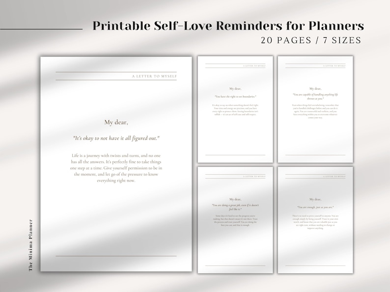 Printable Selflove Reminders for Planners, 20 Pages Planne in Size A5