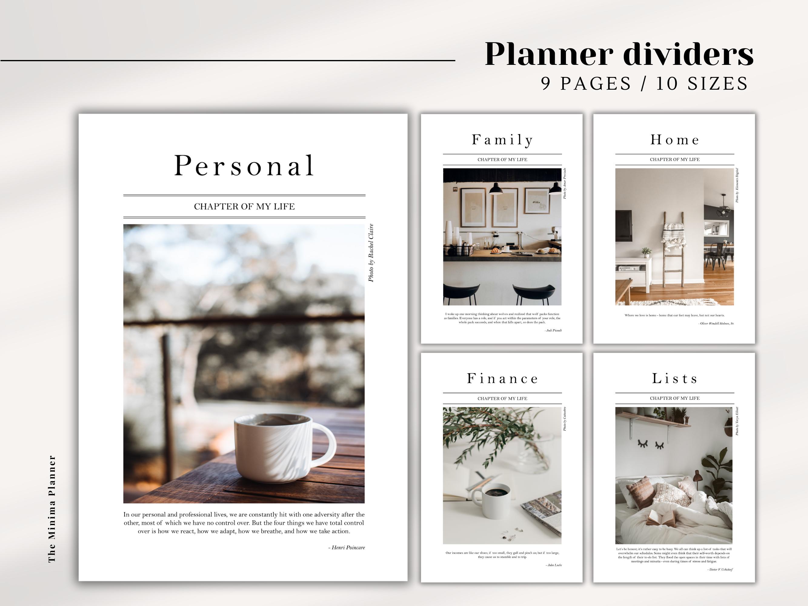 PRINTABLE Planner, Dashboard Set, Planner dividers A5, A6, A4, Letter, Half Letter, Personal, FCC, Pocket, Happy planner mini, Cover Pages