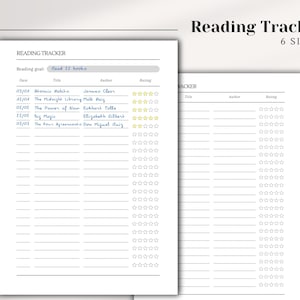 Printable Reading Tracker, Book tracker,  Minimal Reading Journal, Printable Reading Journal, Reading Planner PDF, Reading Planner, Book log