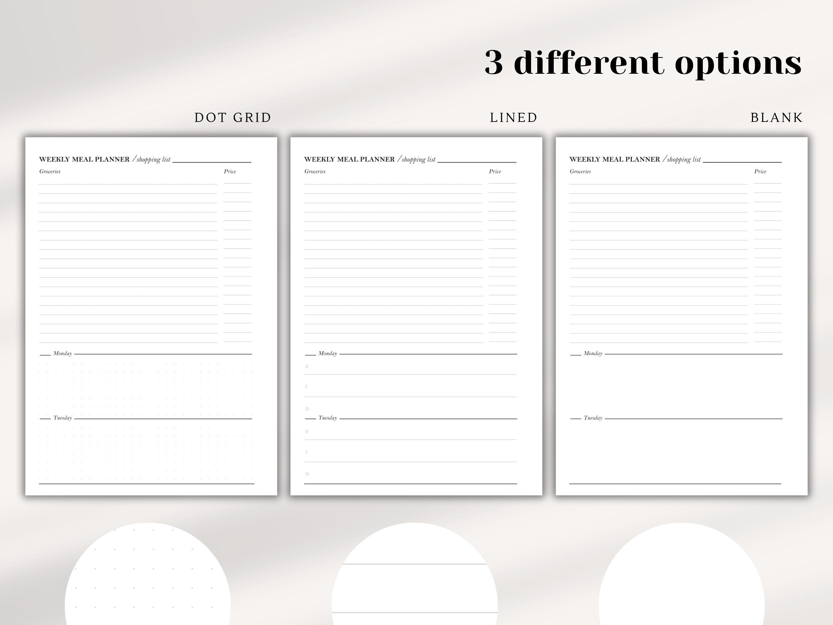 Meal Plan With Grocery List | A5 | Half Letter | Printable Planner ...