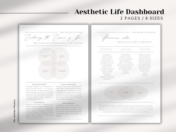 Aesthetic Life Planner Dashboard, Multiple Sizes (Printable PDF)