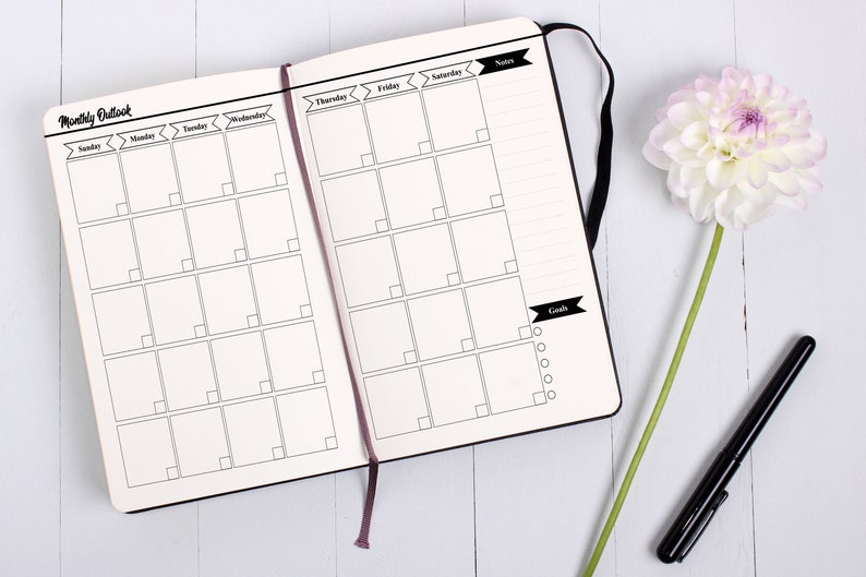 monthly planner undated monthly calendar undated printable etsy