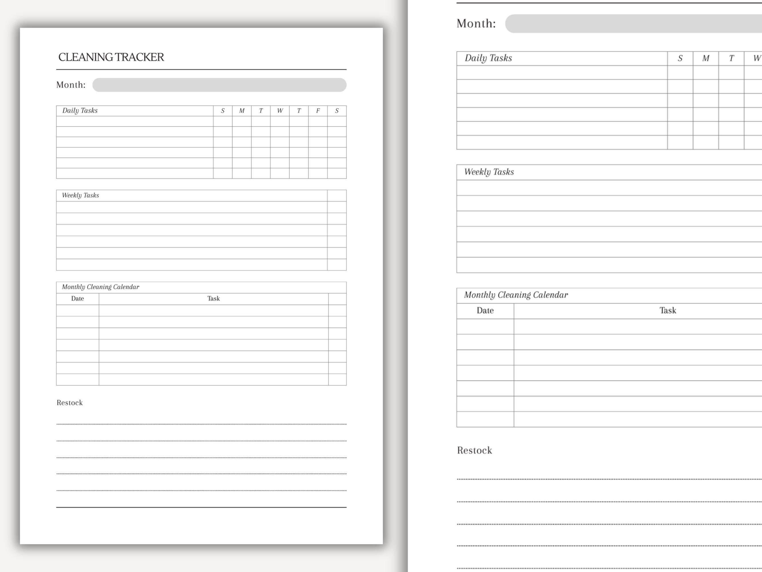 Printable Cleaning Tracker: Daily, Weekly, Monthly Chores (digital ...