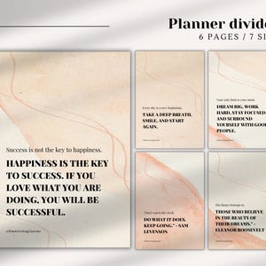 DRUCKBARE Planer, Dashboard Set, Planer Teiler, A5, persönliche Größe / Breite, Pocket, Happy Planner, Inspirational Pages, Cover Pages