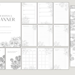 Planer zum Ausdrucken, Wochenplaner, Monatsplaner, Dashboard, Monatsübersicht, Floralplaner, Größe A5, Halb Letter, Taschenformat