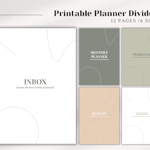 Planner Dividers & Dashboard Pages, Printable Planner, Dashboard Set, Planner dividers in A5, A4, Letter, Half Letter, Personal size, Pocket
