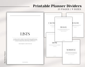 23 Page Planner Divider Set, Dashboard Set, Planner Dividers, Printable Planner Dashboards, Planner Inserts, Planner Section Covers