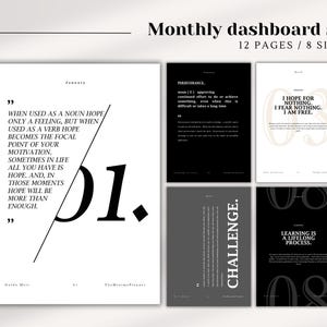 Planificador mensual imprimible, juego de insertos para panel de control A5, A4, tamaño personal, carta, media carta, HP Classic, planificador minimalista, digital, separadores