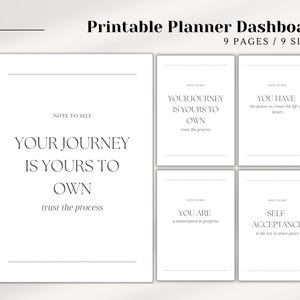 Minimal Planner Dashboard, Printable Dashboard, Printable Dashboard Planner,Motivational Quotes Planner, Minimalist Planner Inserts, 9 sizes