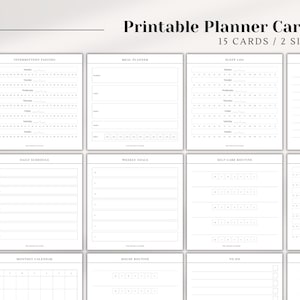 Karty planera do druku | 15 stron | 3"x3" i 3,54"x3,54" | Minimalistyczne karty planera | Wkładki w formacie PDF