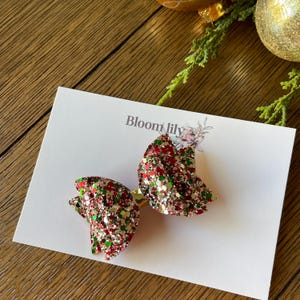 Elf Glitter Hair Bow, Christmas glitter Hair Bow, Glitter Hair Bow, Girls Glitter Hair Bow, Baby Glitter Bow Headband, Christmas Hair Clip