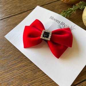 Santa Hair Bow, Christmas Hair bow, Red Hair Bow,Glitter Hair Bow, Christmas Gift for Girls, Girl Hair Bow Clip, Baby headband