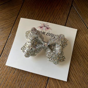 Champagne Silver Gold Glitter Hair Bow,New Year Glitter Bow,Stocking Fillers,Christmas Gift For Girls,Birthday Glitter Bow,Baby Glitter Band