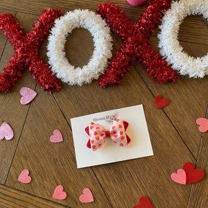 Lollipop Hearts Glitter Hair Bow,Valentines Day Glitter Hair Bow,Valentine Day Gift for Girls,Valentine Baby Headband,Lollipop Hearts Clip