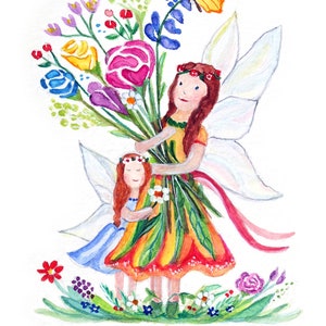 Greeting card elf *All the best* / postcard for children/ Mother&#39;s Day/ gift card/ congratulations card/ get well soon/ watercolor hand-painted