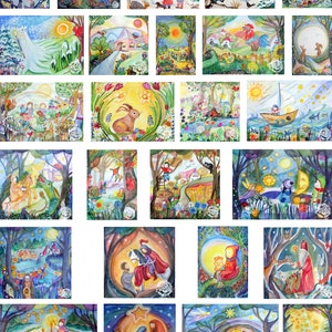 Annual Postcard Set / Seasonal Table / Annual Festivals / Monthly Passes throughout the Year / Gift/ Decoration / Children/ Watercolour hand-painted/