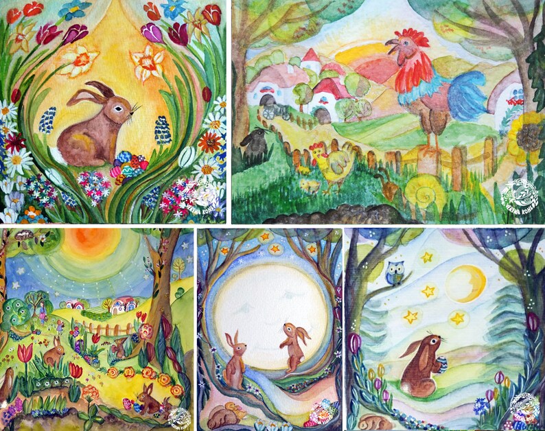 Ostern Postkarten Set / Jahreszeitentisch / Waldorf ...