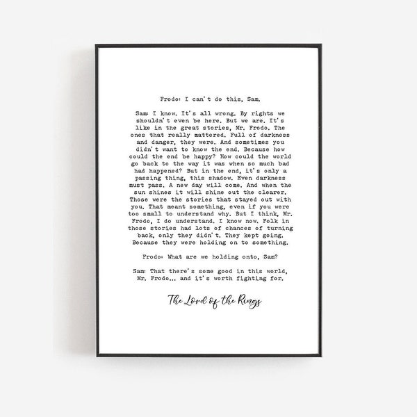 Lord Of The Rings Quote, J.R.R. Tolkien Quote Printable, Book Page Sign, Tolkien Wall Art, Literary Gifts, Inspirational Book Quote Art