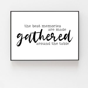 The Best Memories Are Made Gathered Around the Table - Inspirational Family Quote Printable Wall Art | Digital Download