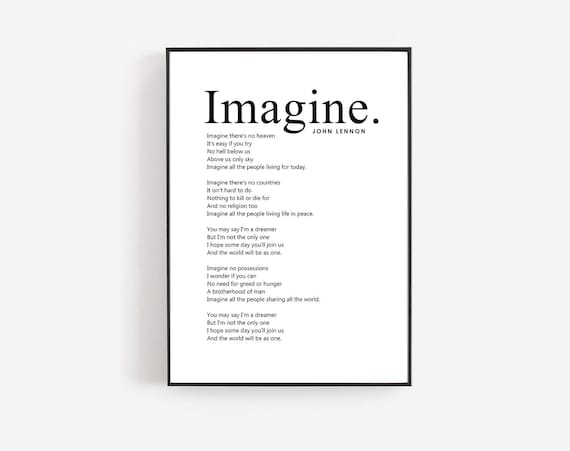 Imagine Printable Song Lyrics the Beatles Wall Art John Lennon Instant  Download Music Room Music Teacher Gift Songs Lyrics Print -  Israel