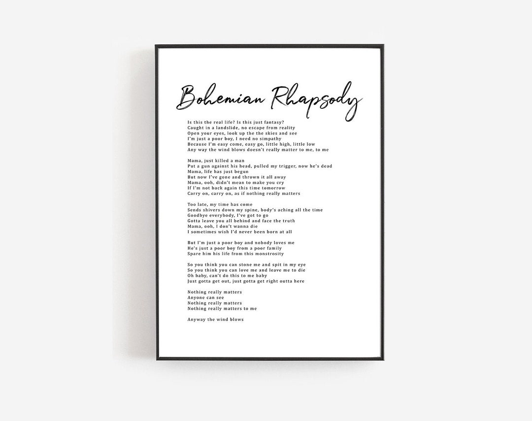 Queen 'Love Of My Life' Freddie Mercury Song Lyric Print - Bohemian  Rhapsody - Valentines day Gift - Queen Poster - Freddie Mercury print