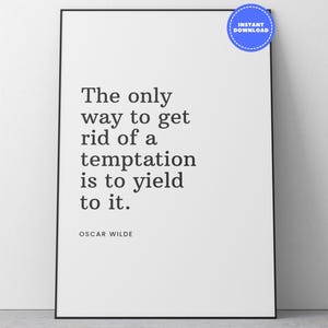 Oscar Wilde Temptation Zitat Druckbare Kunst | Witziges und durchdachtes Zitat für Wohnkultur | Inspirierender digitaler Download