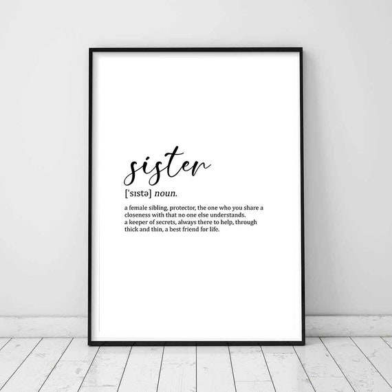 Big Sister Definition Print, Big Sister Poster, Gift for Big