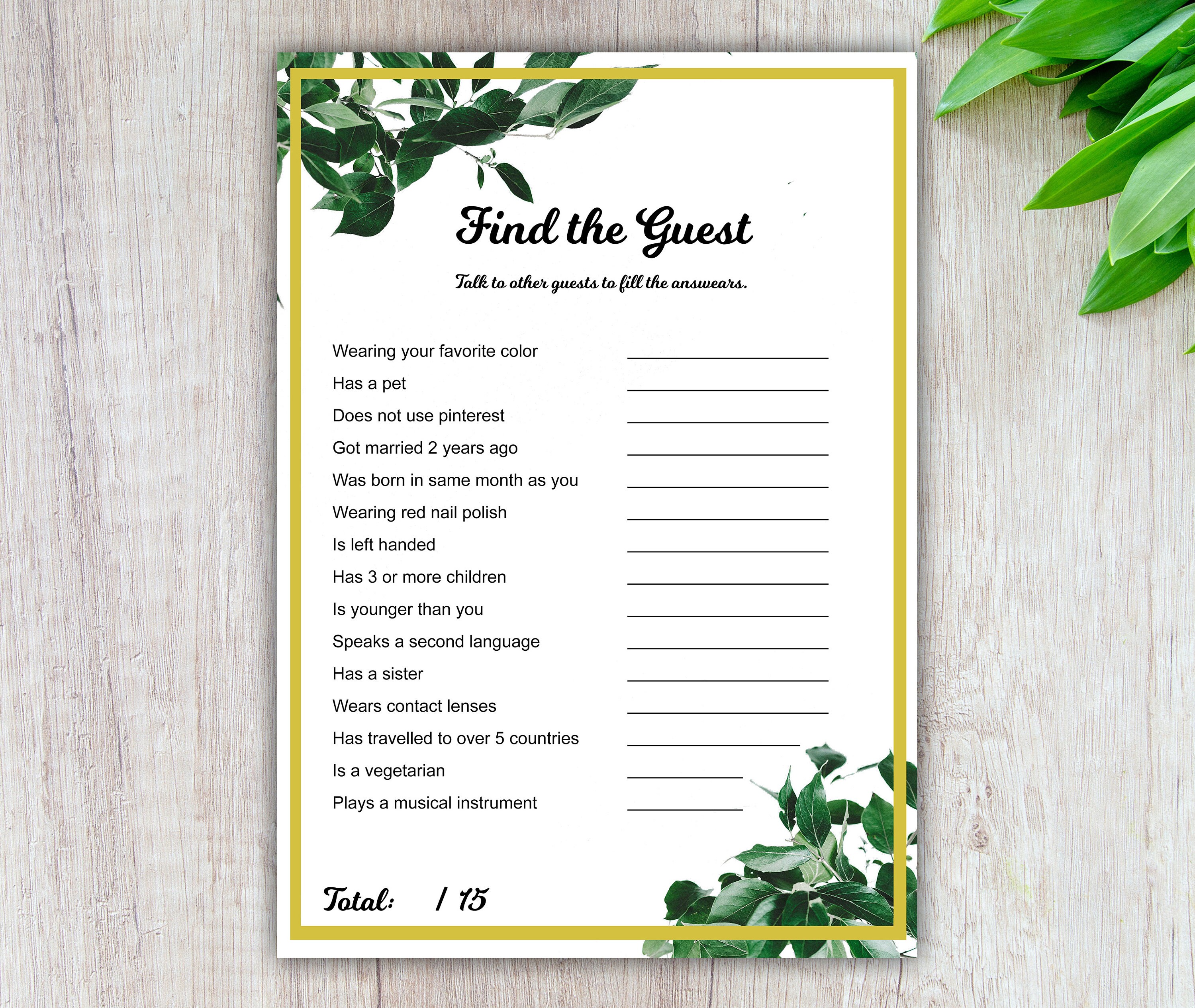 Find the Guest Game Printable Bachelorette Party Game | Etsy