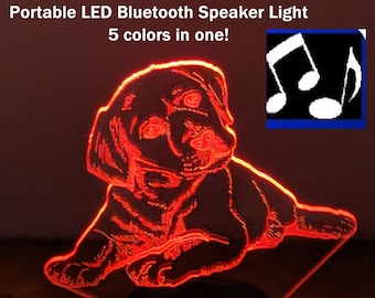 Labrador Retriever Puppy Love Portable Bluetooth speaker room Decor  mood light 5 colors Gift her him them kids Night light