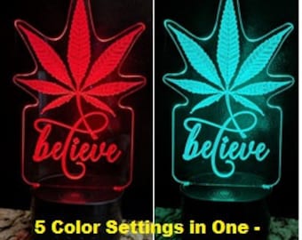 Medical Marijuana Gift - Lamp Weed with Bluetooth speaker room Decor Cannabis Pot mood light 5 colors. Stoners gift her him them Night light