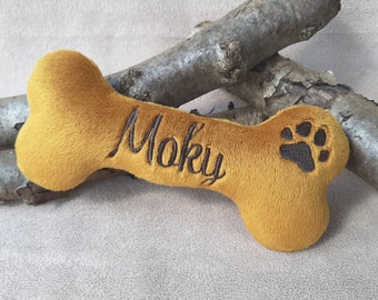 Dog toy for puppies, play bones personalized made of plush, gift for dog owners, puppy supplies, bones for small dogs