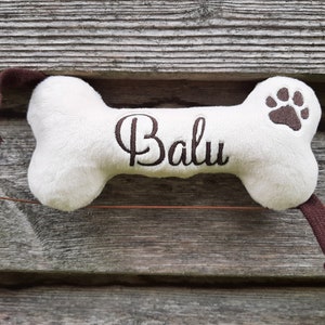 Hundespielzeug, Spielknochen personalisiert aus Plüsch, Geschenk für Welpen und Hundebesitzer, Welpenbedarf, Knochen für kleine Hunde Bild 3