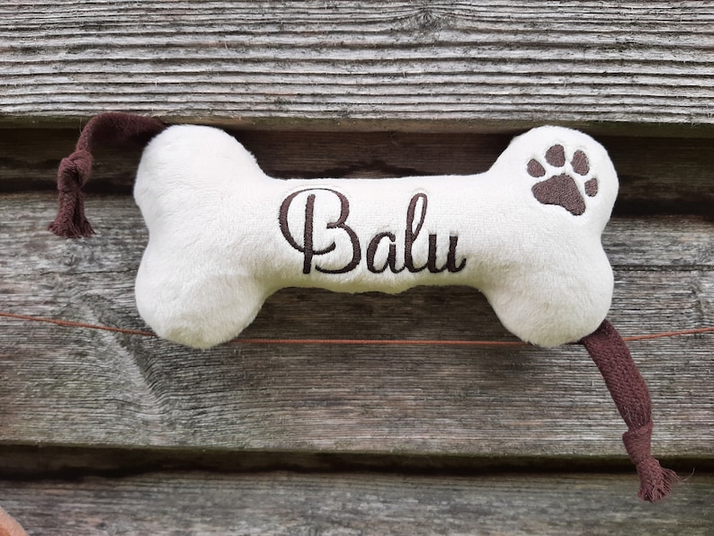 Hundespielzeug, Spielknochen personalisiert aus Plüsch, Geschenk für Welpen und Hundebesitzer, Welpenbedarf, Knochen für kleine Hunde Bild 3