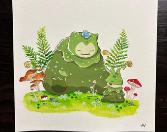 Original Mosslax ( Snorlax and Munchlax) painting