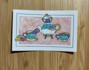 Rectangle Tea Time Sinistea and Polteageist Sticker (Size 3” x 1.75”)