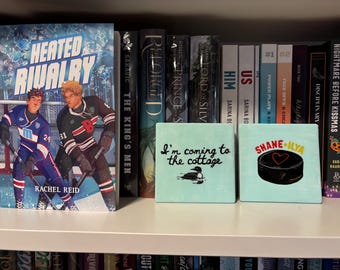 Heated Rivalry: Cottage and Hockey Puck  Coasters