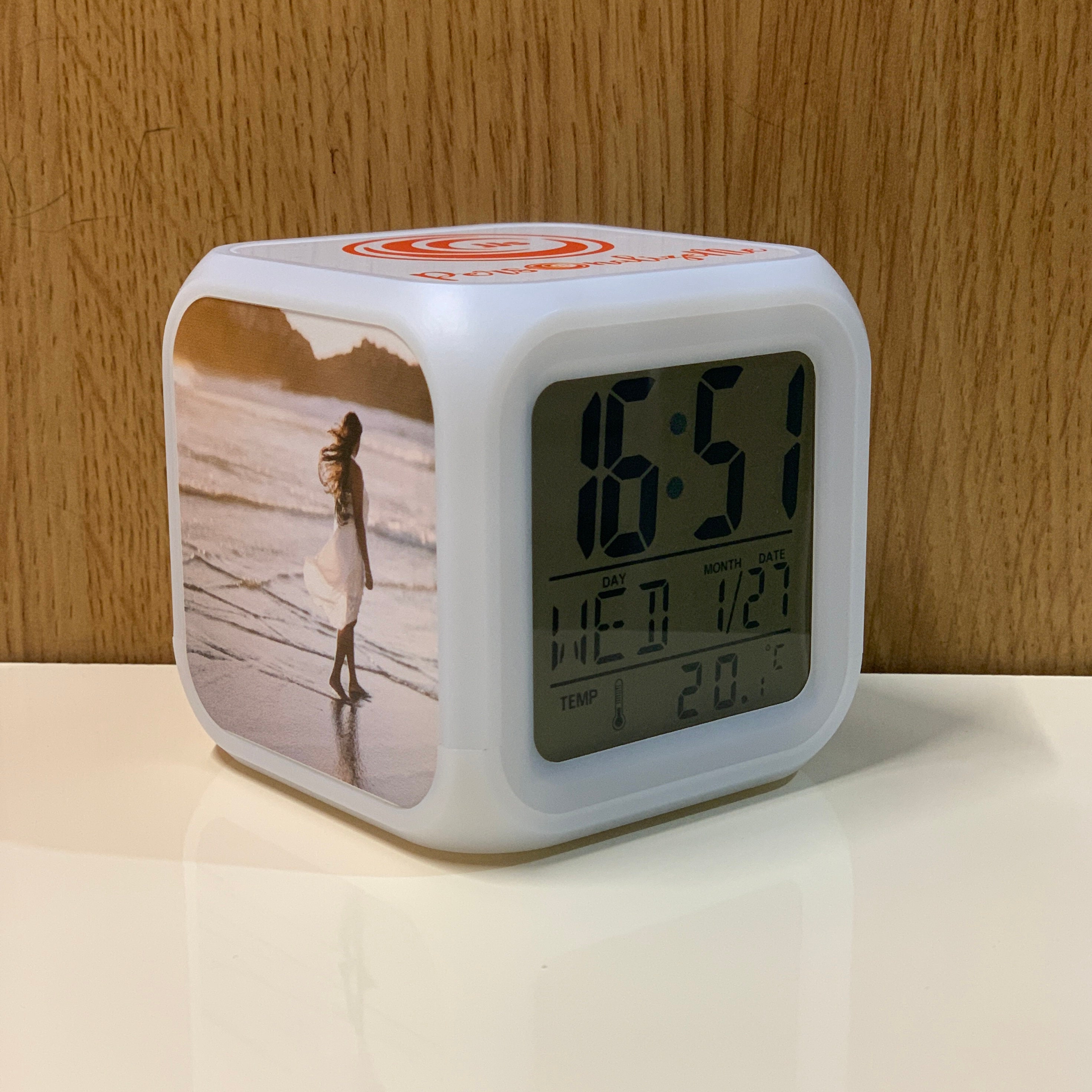 Personalised Colour Changing Bedside Clock, Add up to Three Photos