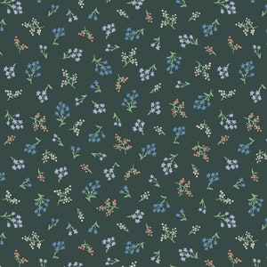 Rifle Paper Co Strawberry Fields Petites Fleurs Hunter Fabric - Floral Quilting Cotton - Rifle Paper Co Fabric - Fabric by the Half Yard
