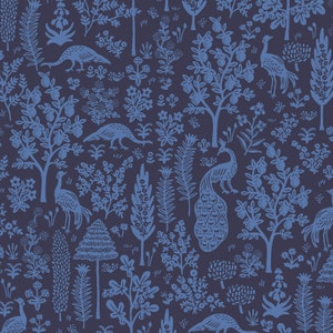 Rifle Paper Co Camont Menagerie Silhouette Navy Fabric - Rifle Paper Co Fabric - Quilting Sewing - Cotton Fabric - Rifle Paper Co Sewing